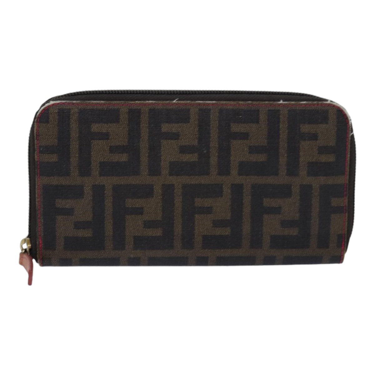 FENDI Zucca Canvas Long Wallet Black Brown gold Auth am6791