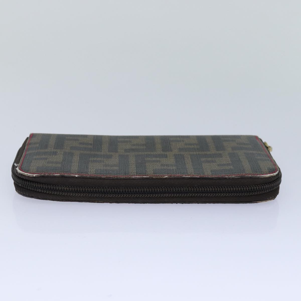 FENDI Zucca Canvas Long Wallet Black Brown gold Auth am6791