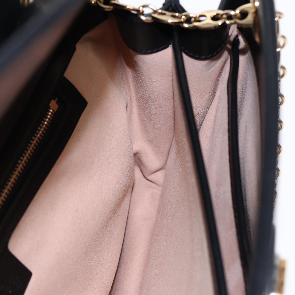 GUCCI Chain Shoulder Bag Leather Red Gold 576422 Auth am6808V