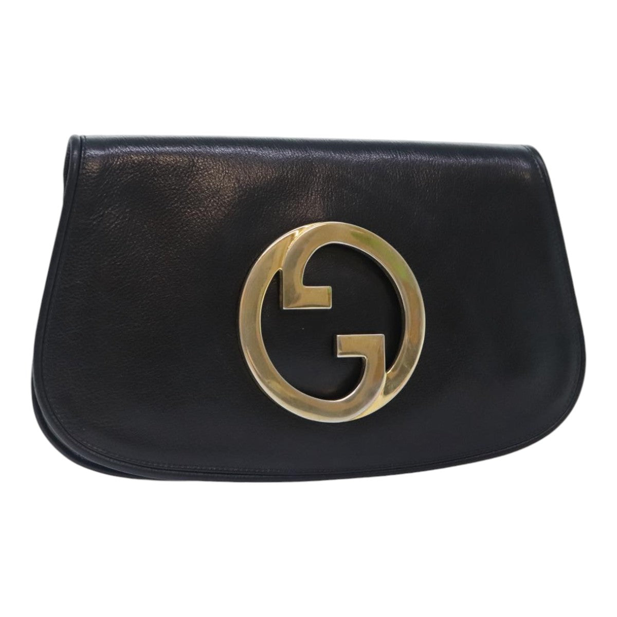 GUCCI Clutch Bag Leather Black Auth am6818