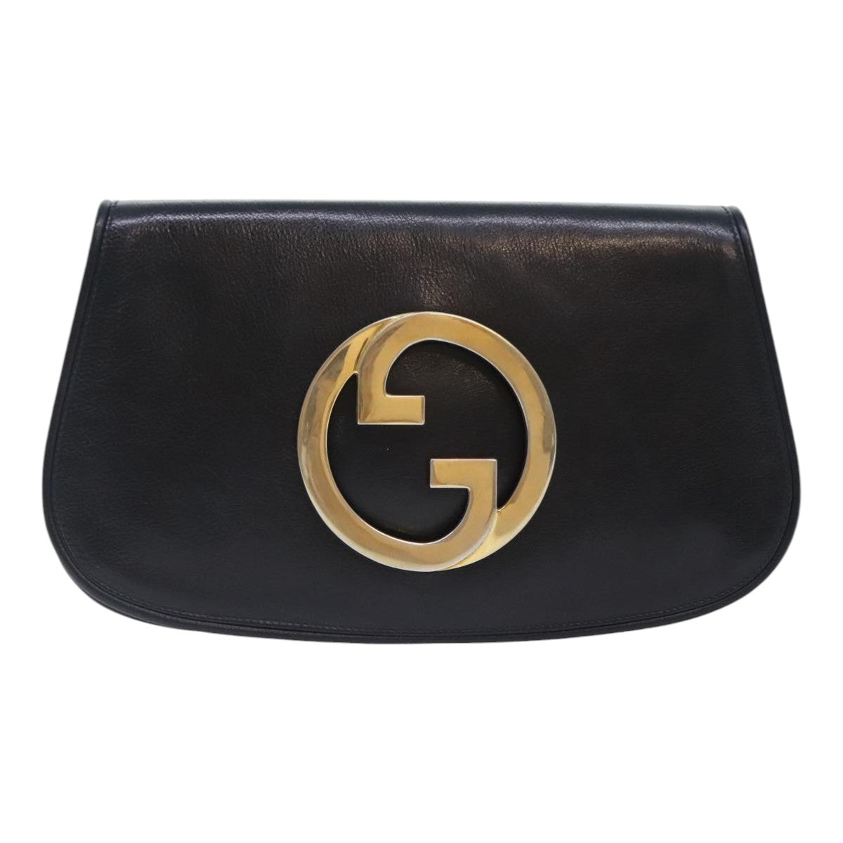 GUCCI Clutch Bag Leather Black Auth am6818