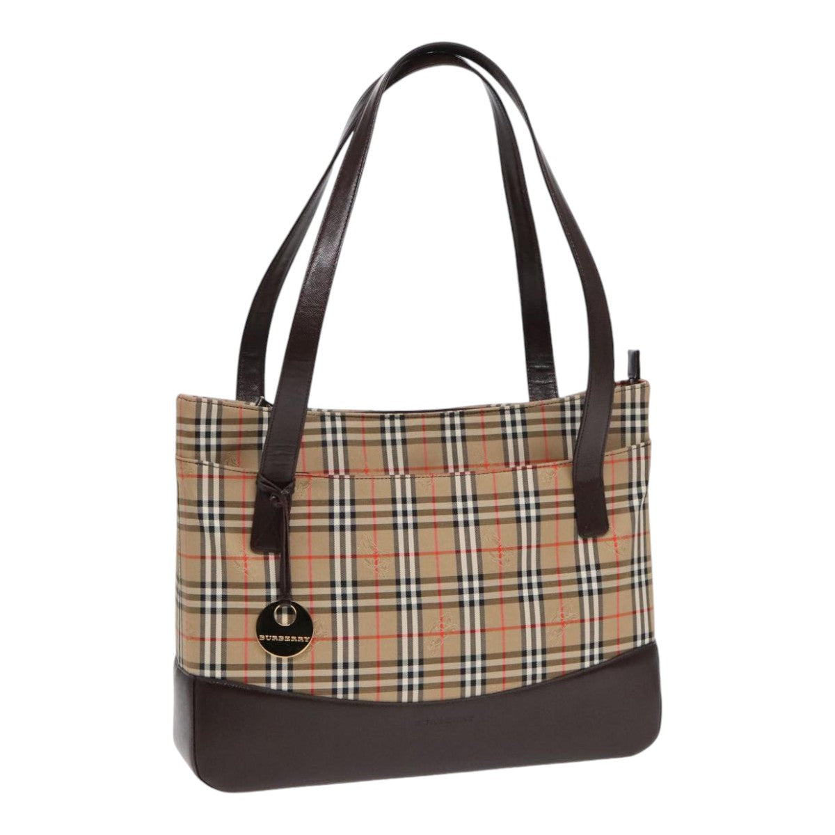 BURBERRY Nova Check Tote Bag Canvas Beige Auth am6828A