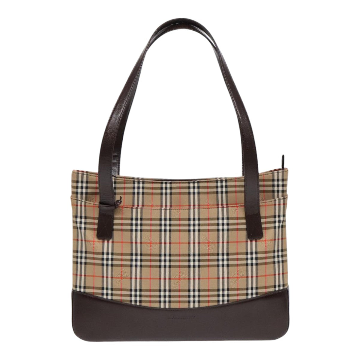 BURBERRY Nova Check Tote Bag Canvas Beige Auth am6828A