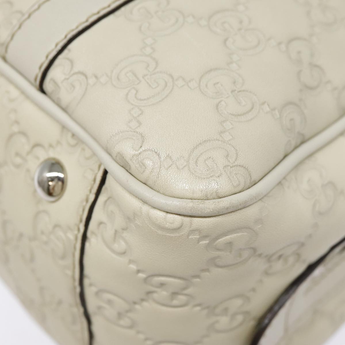 GUCCI Guccissima GG Twins Hand Bag Leather White Auth am6833