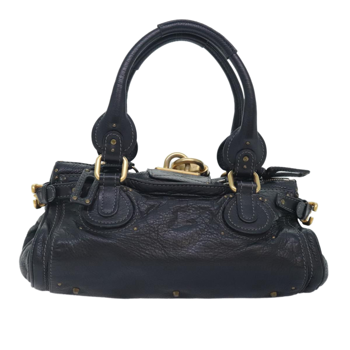 Chloe Paddington Hand Bag Leather Black Auth am6847