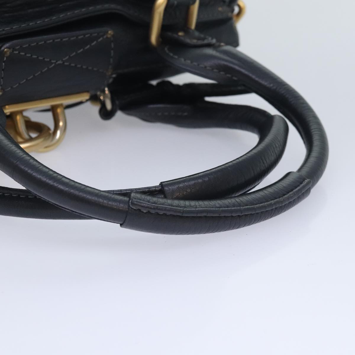 Chloe Paddington Hand Bag Leather Black Auth am6847