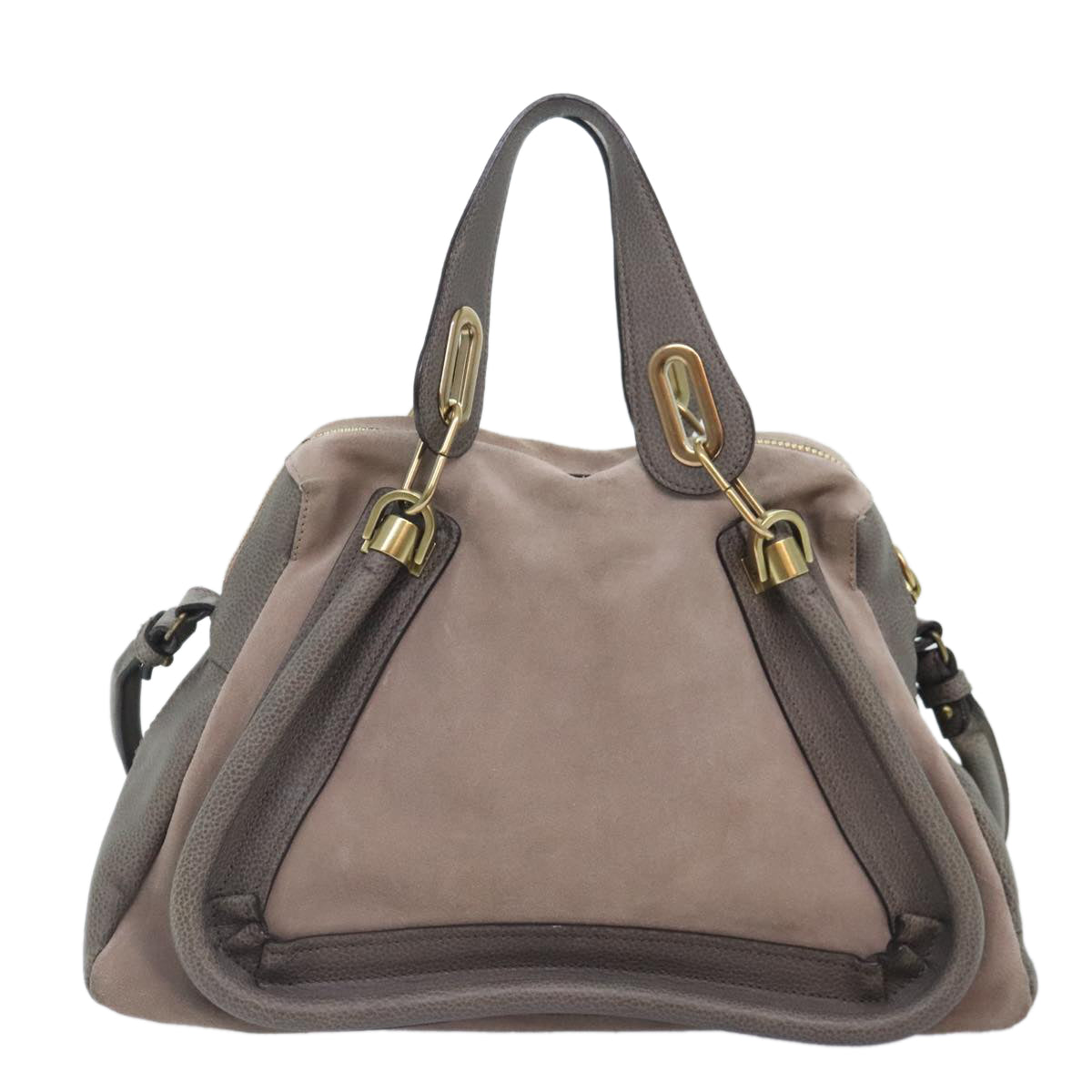 Chloe Paraty Tote Bag Leather Suede 2way Gray Auth am6848