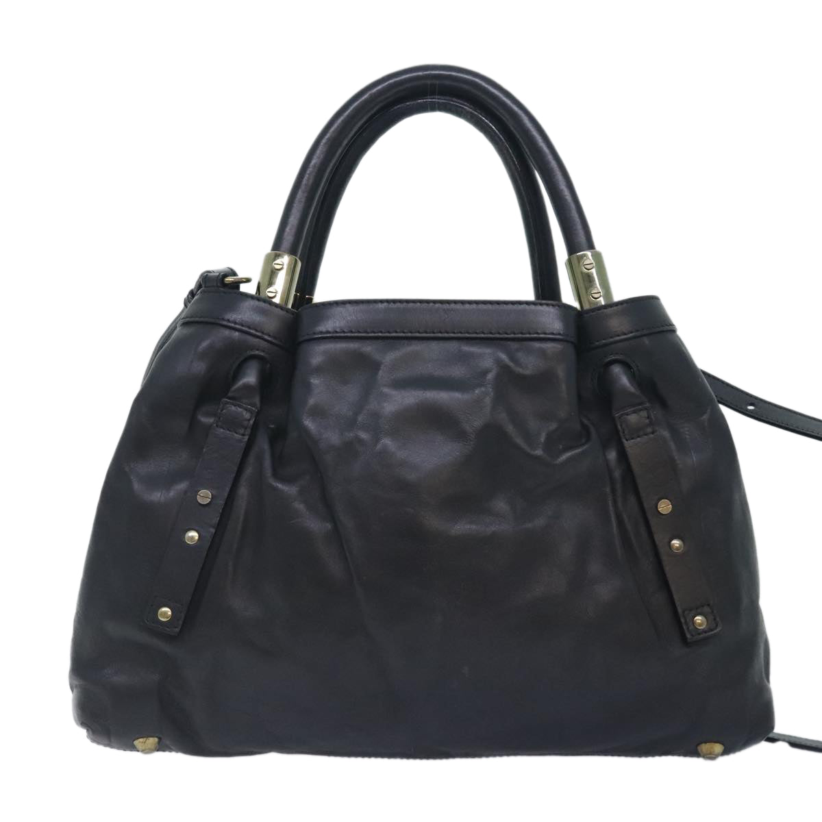 Chloe Victoria Hand Bag Leather 2way Black Auth am6849