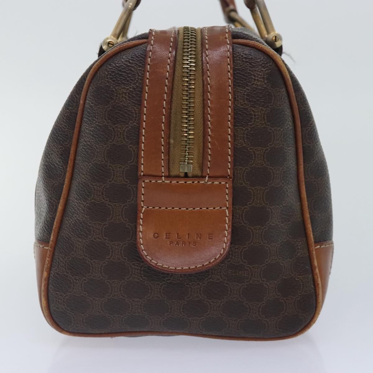 CELINE Macadam Canvas Hand Bag PVC Brown Auth am6858