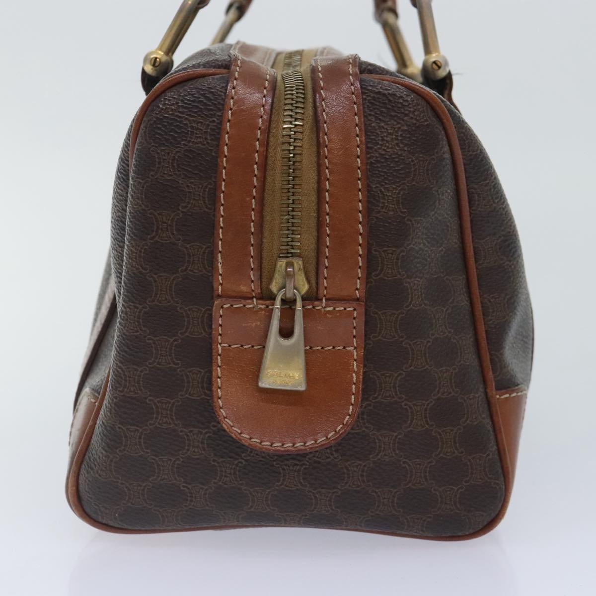 CELINE Macadam Canvas Hand Bag PVC Brown Auth am6858