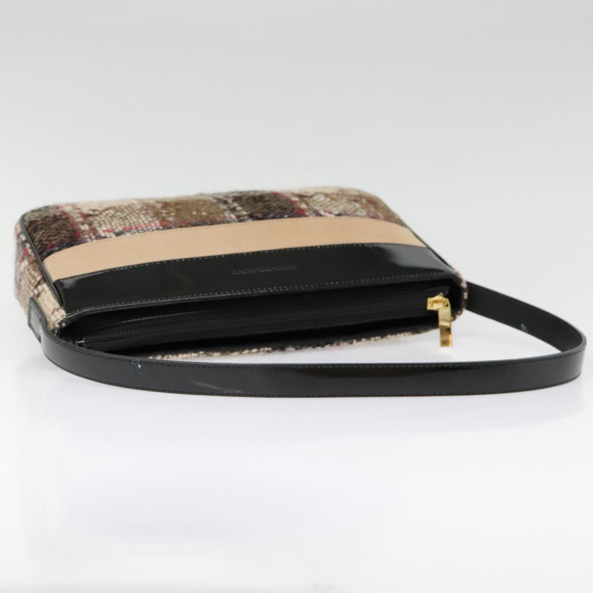 BURBERRY Nova Check Shoulder Bag Wool Beige Auth am6879