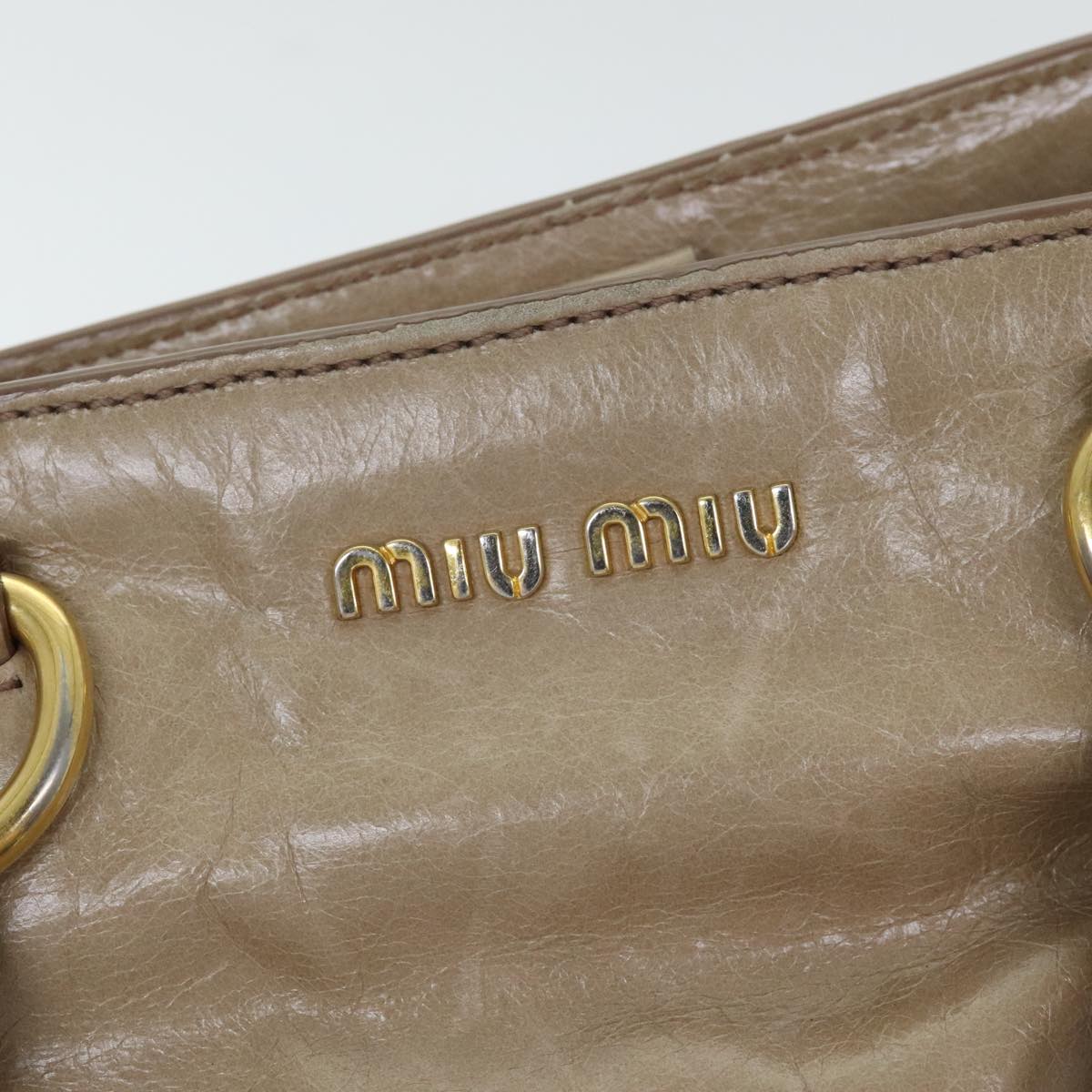 Miu Miu Hand Bag Leather 2way Beige Auth am6880