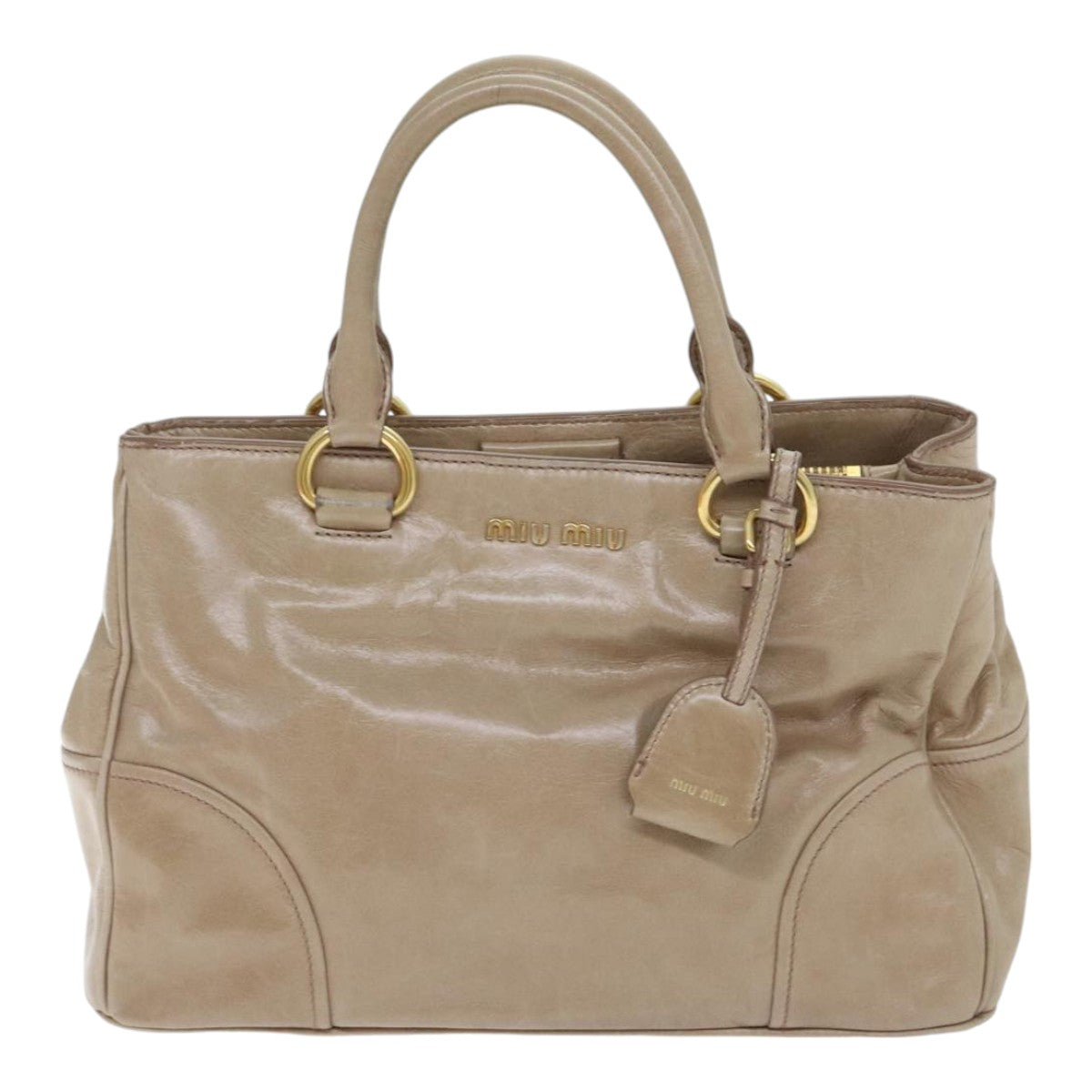 Miu Miu Hand Bag Leather 2way Beige Auth am6880