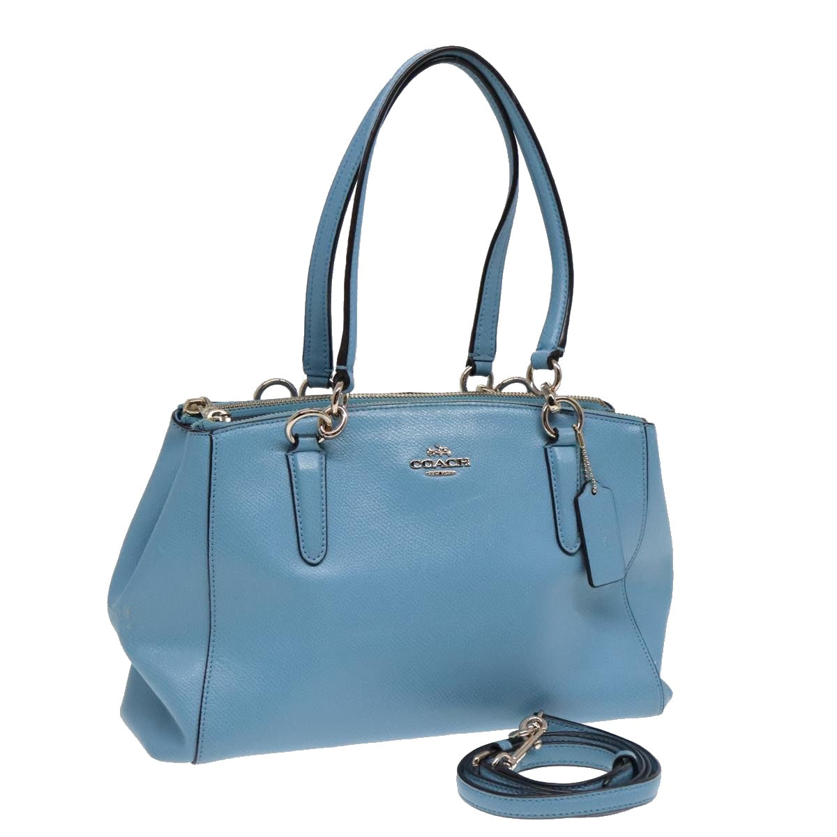 Coach Hand Bag Leather 2way Blue Auth am6882