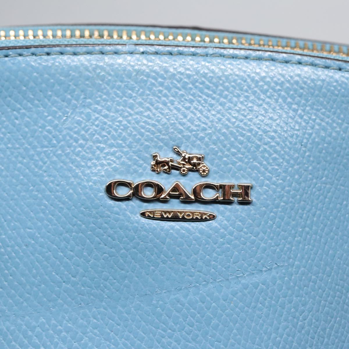 Coach Hand Bag Leather 2way Blue Auth am6882