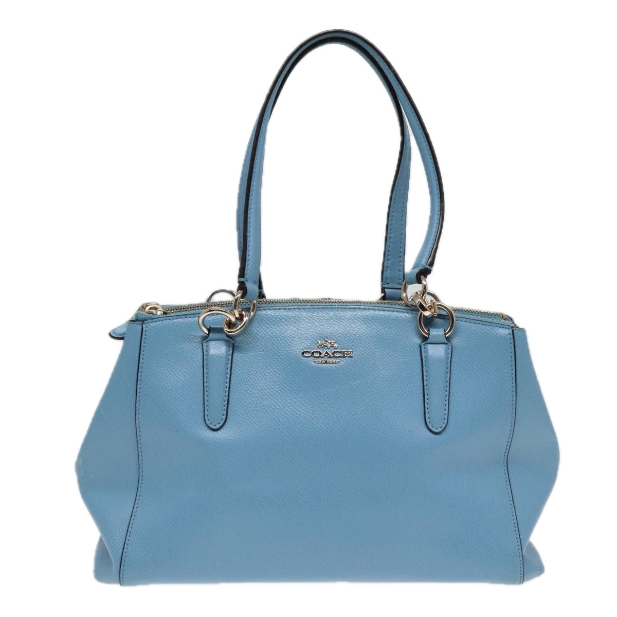 Coach Hand Bag Leather 2way Blue Auth am6882