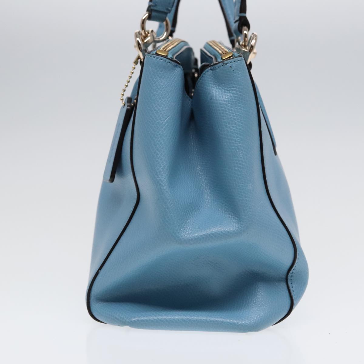 Coach Hand Bag Leather 2way Blue Auth am6882