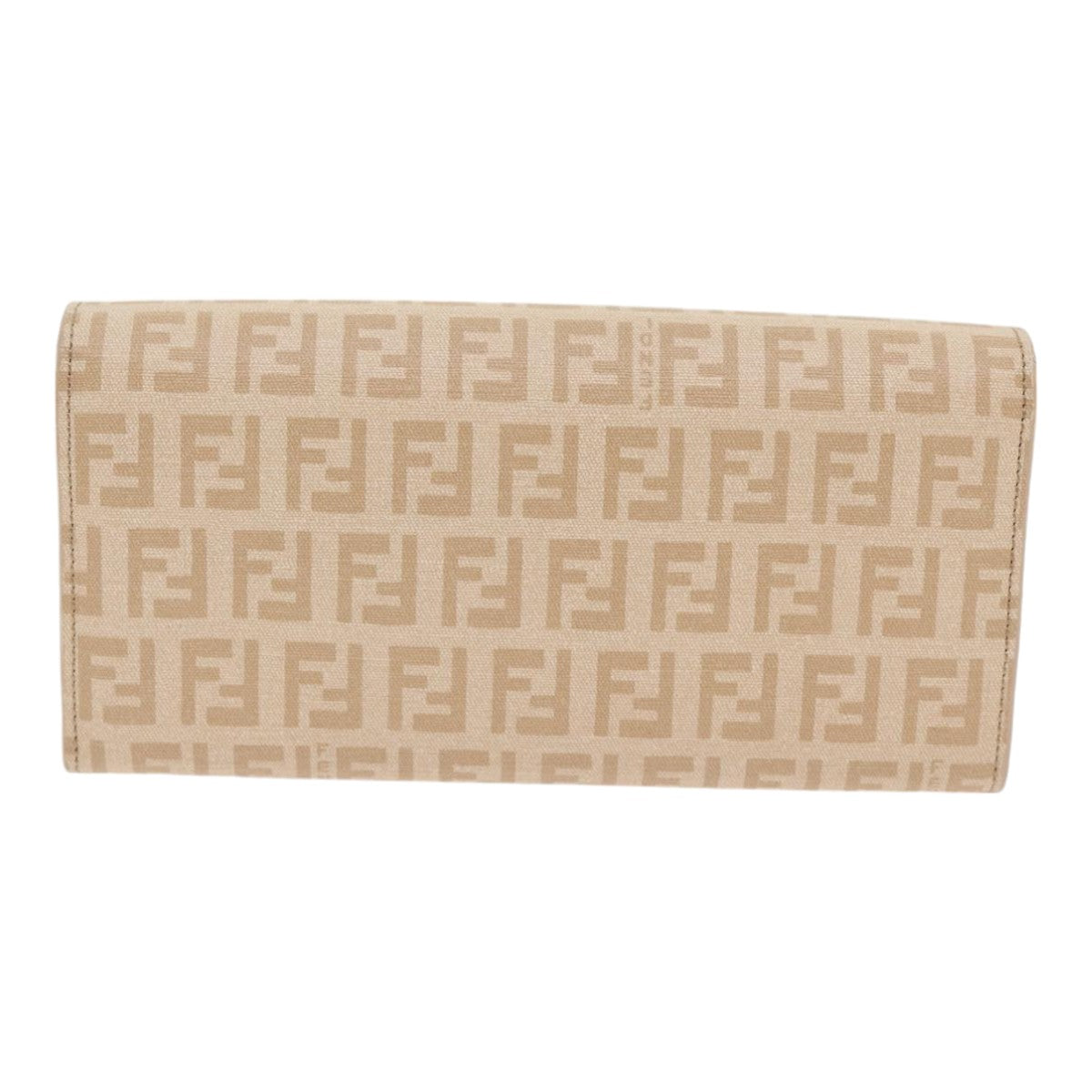 FENDI Zucchino Canvas Wallet Beige Gold Auth am6889