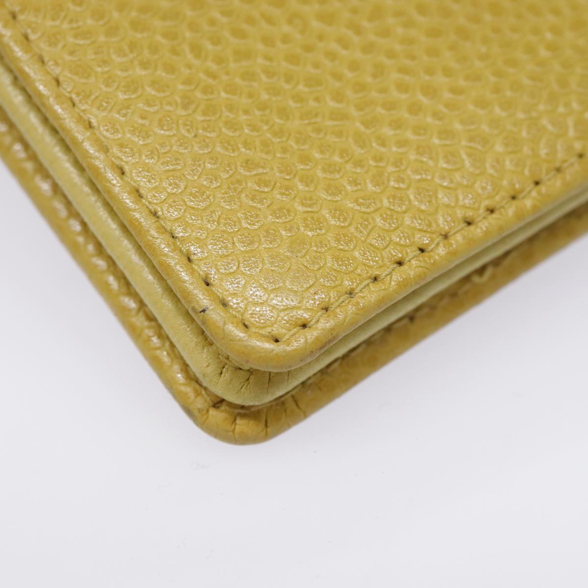 CHANEL COCO Mark Card Case Caviar Skin Yellow CC Auth am6890