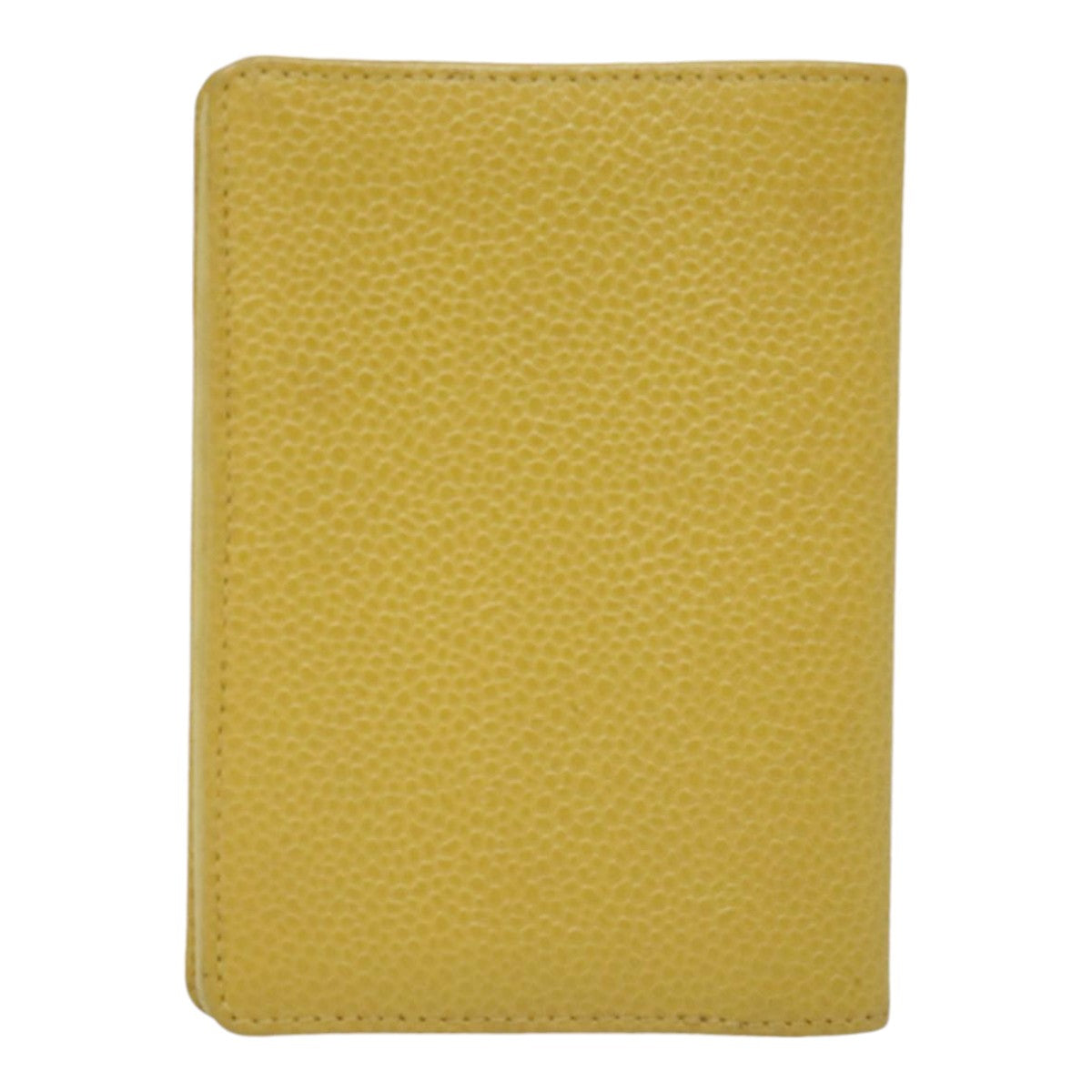 CHANEL COCO Mark Card Case Caviar Skin Yellow CC Auth am6890