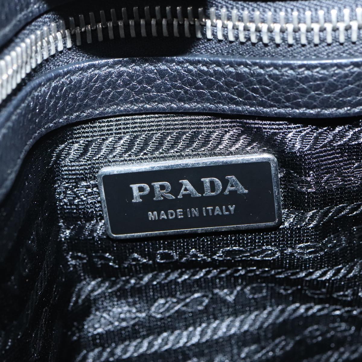 PRADA Hand Bag Nylon 2way Black Silver Auth am6907