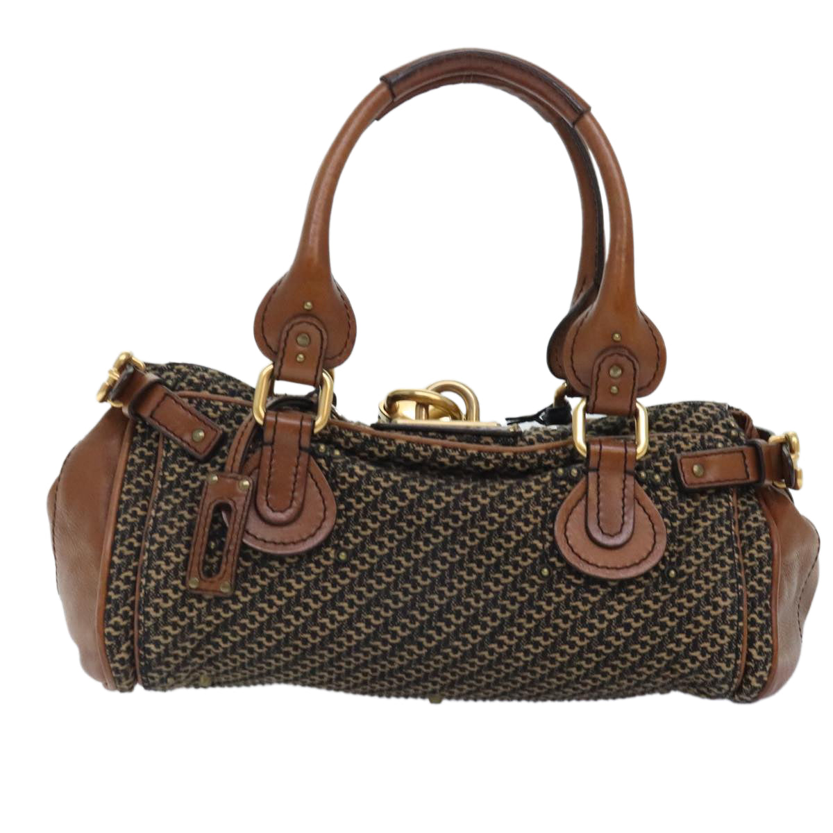 Chloe Paddington Hand Bag Leather Cotton Brown Auth am6914