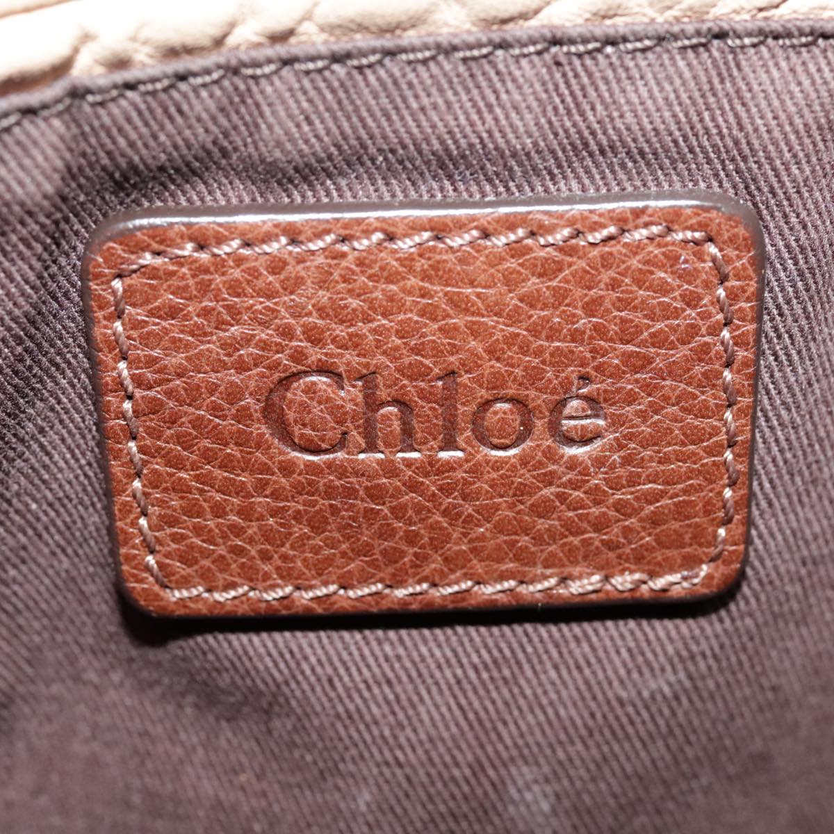 Chloe Paraty Hand Bag Leather Brown Auth am6920