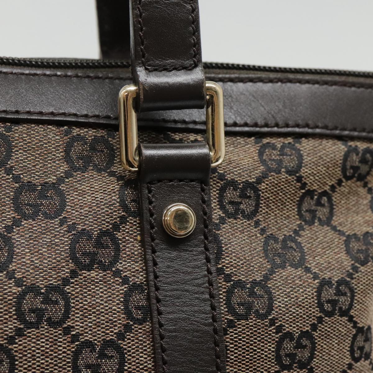 GUCCI GG Canvas Abbey Hand Bag Outlet Brown Gold 272399 Auth am6925