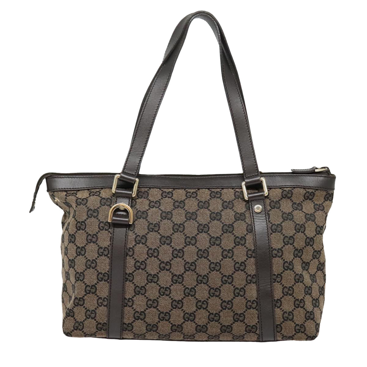 GUCCI GG Canvas Abbey Hand Bag Outlet Brown Gold 272399 Auth am6925