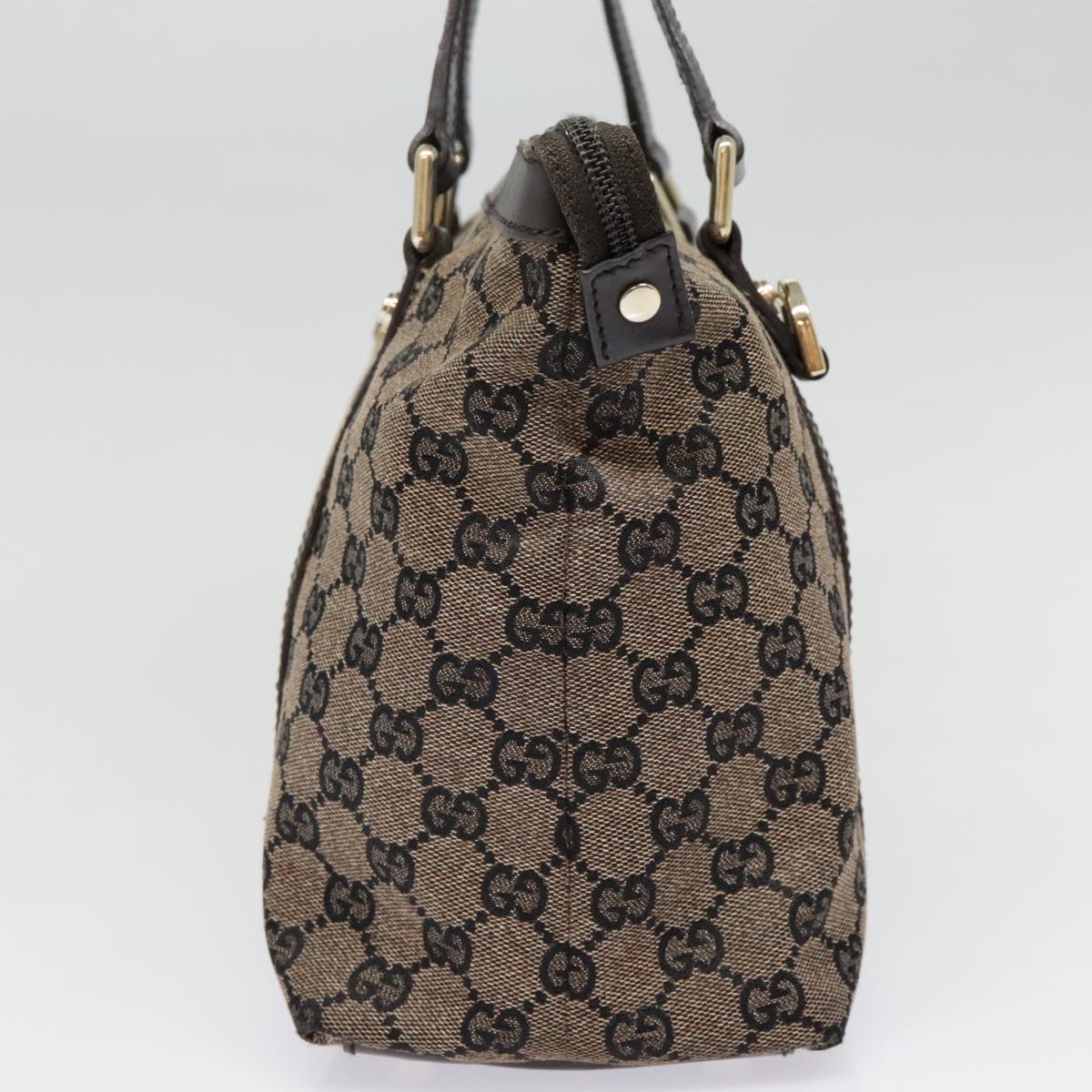 GUCCI GG Canvas Abbey Hand Bag Outlet Brown Gold 272399 Auth am6925