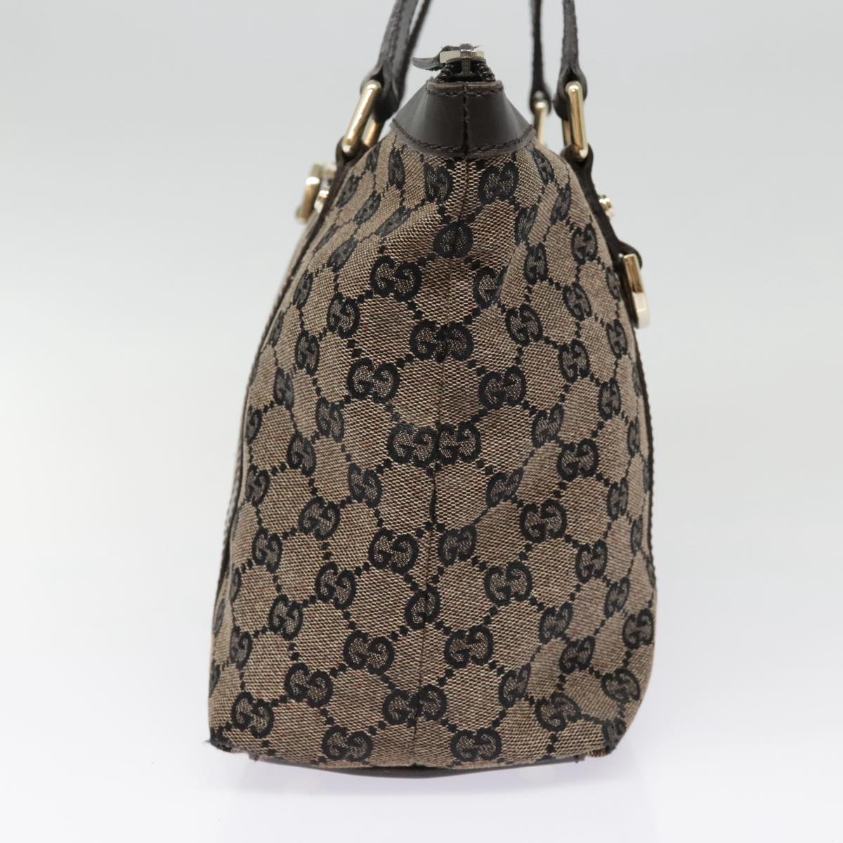 GUCCI GG Canvas Abbey Hand Bag Outlet Brown Gold 272399 Auth am6925