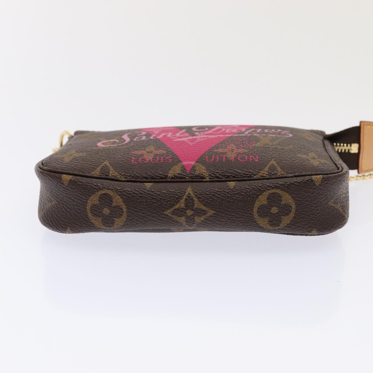 LOUIS VUITTON Monogram V line Mini Pochette Accessoires Pouch Pink Auth am6931A