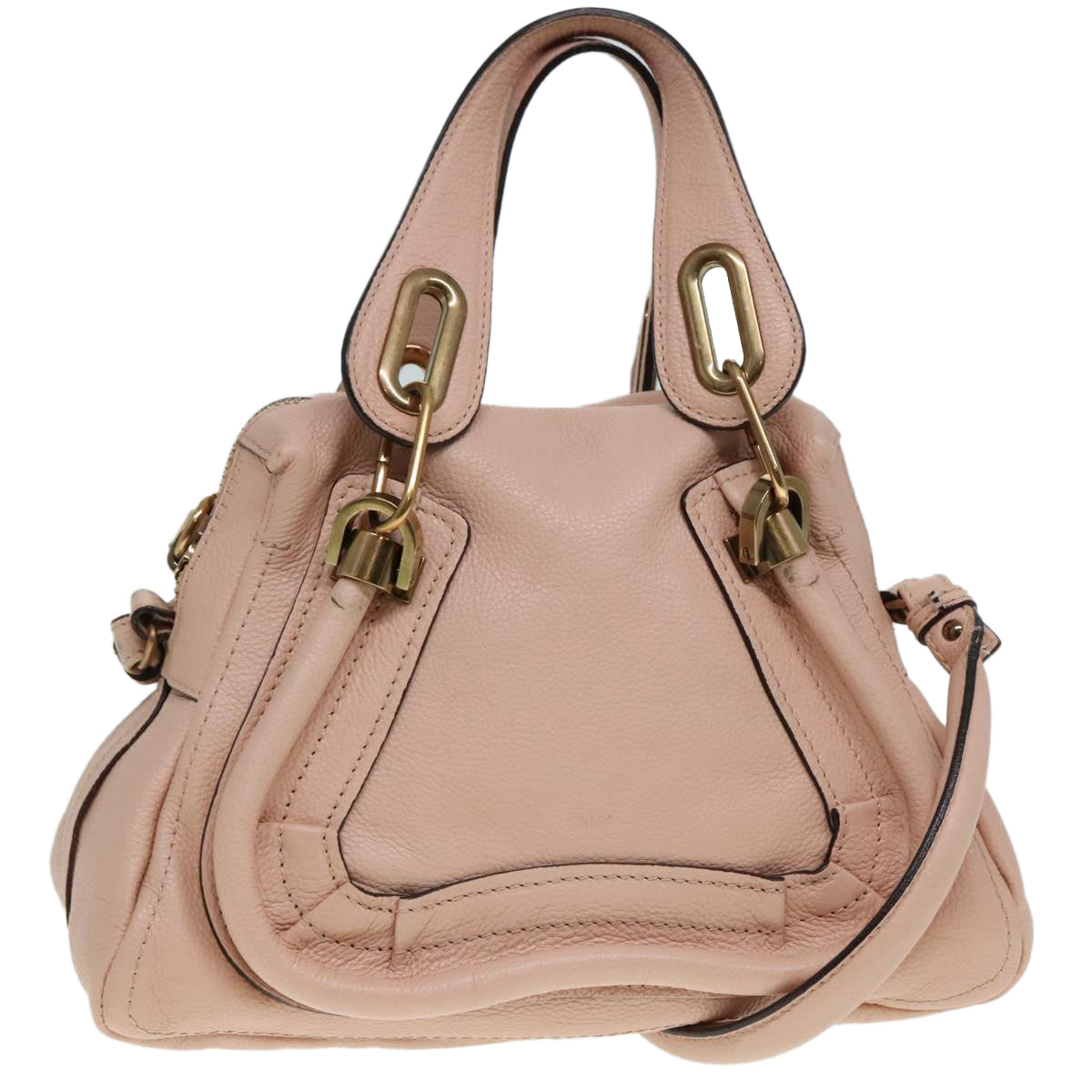 Chloe Paraty Hand Bag Leather 2way Pink Auth am6963