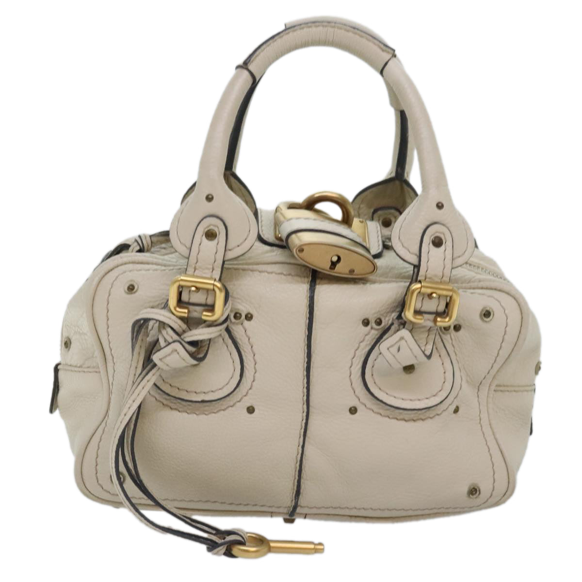 Chloe Paddington Hand Bag Leather Beige Auth am6965