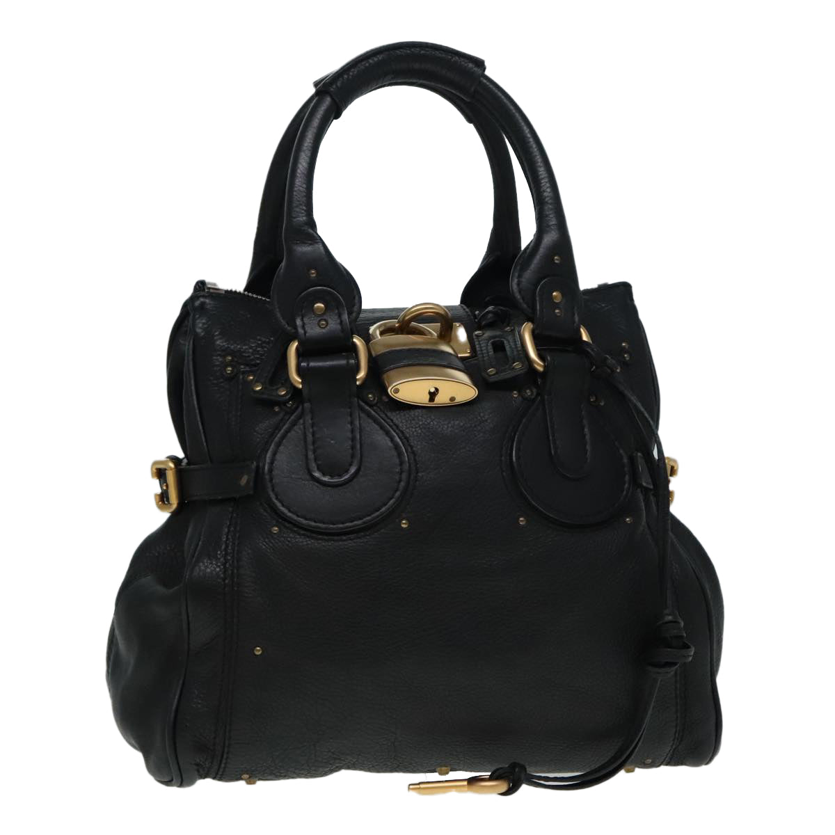 Chloe Paddington Hand Bag Leather Black Auth am6966