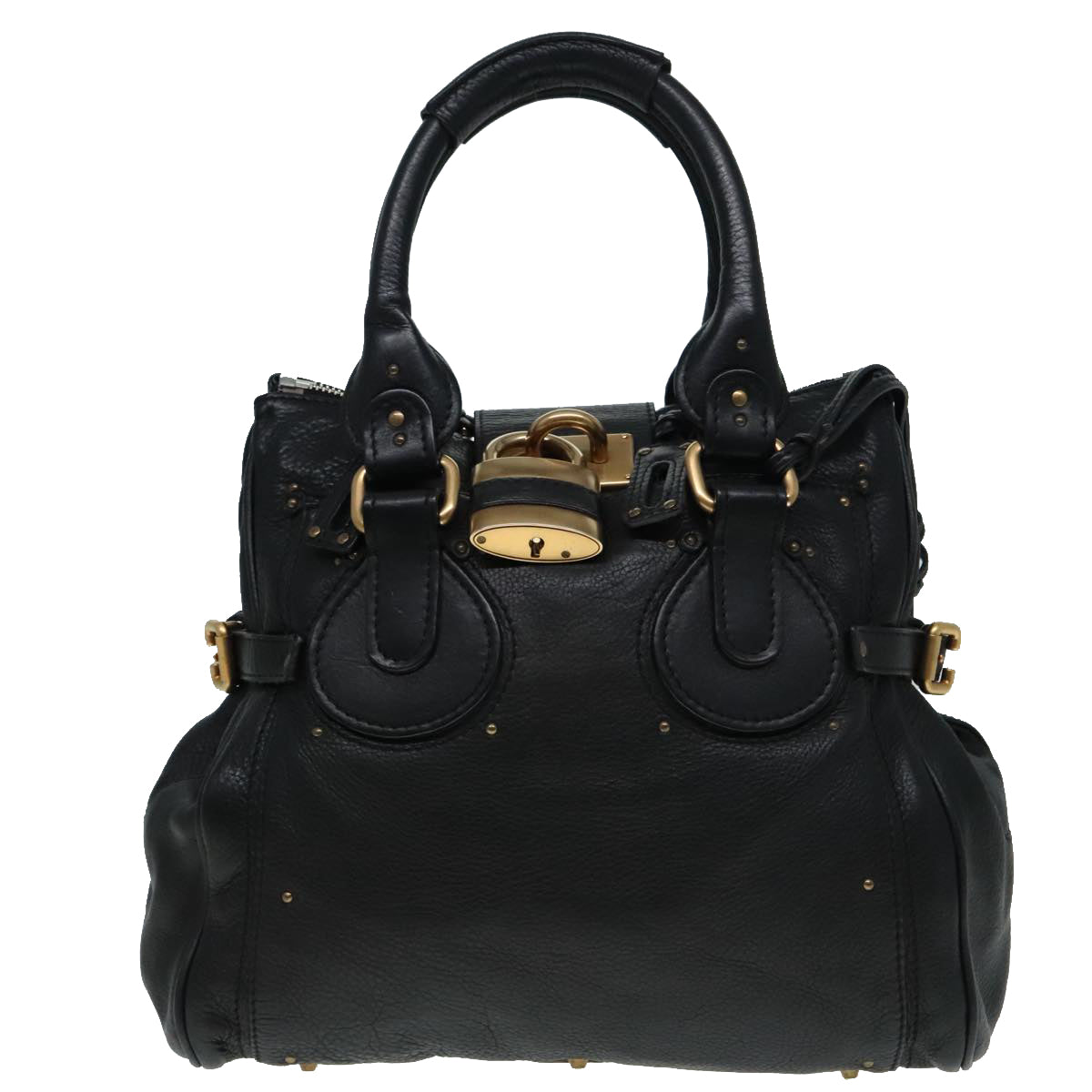 Chloe Paddington Hand Bag Leather Black Auth am6966