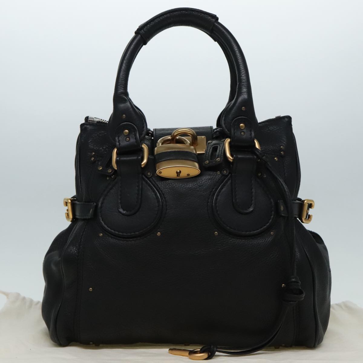 Chloe Paddington Hand Bag Leather Black Auth am6966