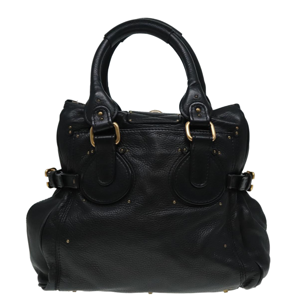 Chloe Paddington Hand Bag Leather Black Auth am6966