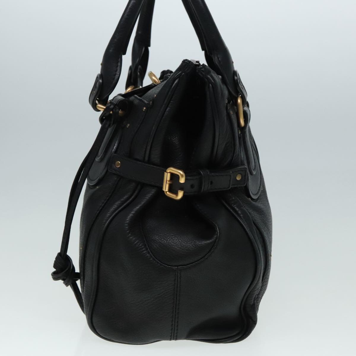 Chloe Paddington Hand Bag Leather Black Auth am6966