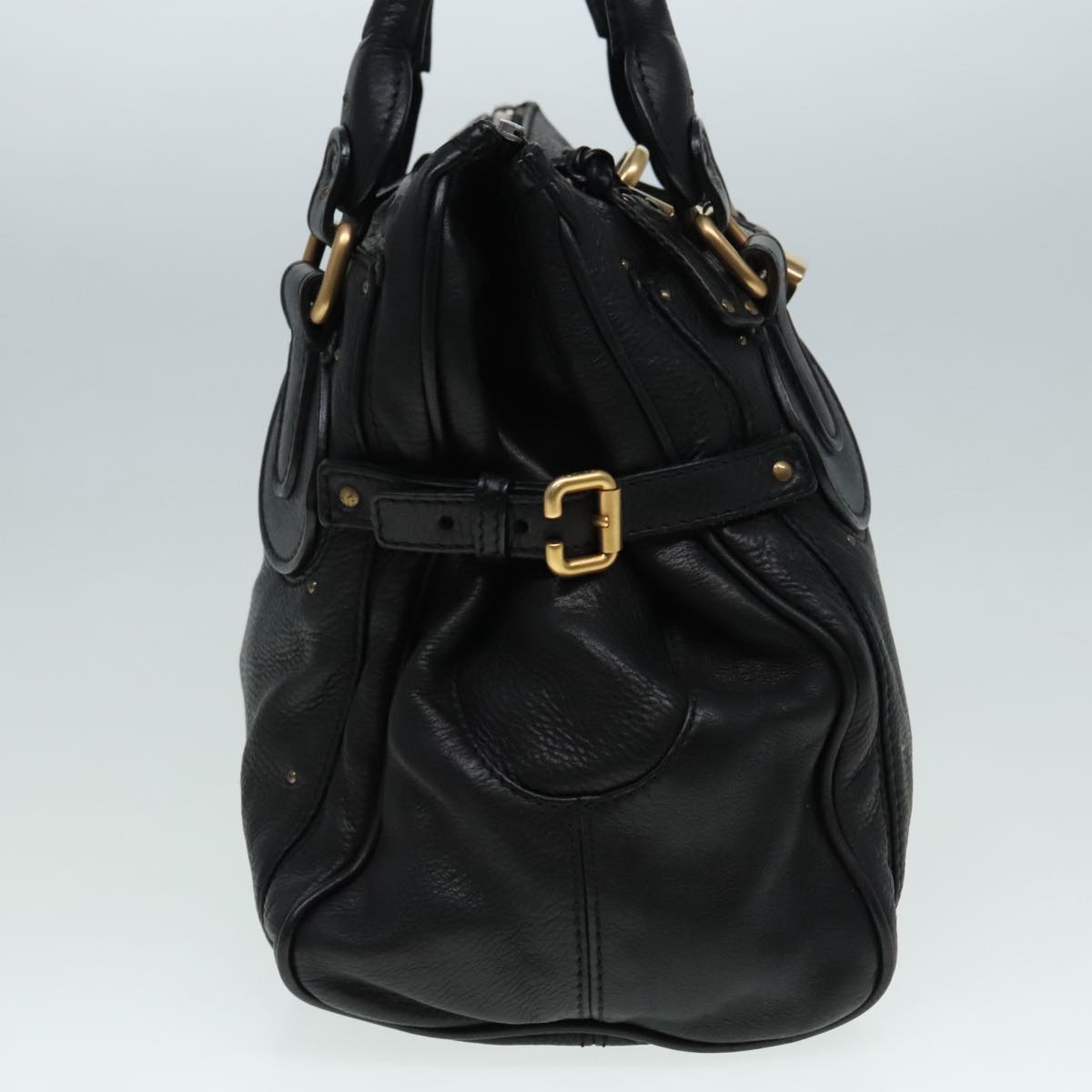 Chloe Paddington Hand Bag Leather Black Auth am6966