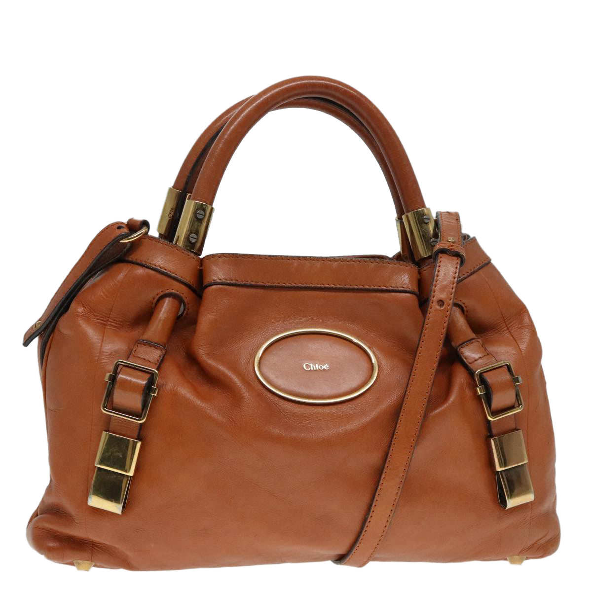 Chloe Victoria Hand Bag Leather 2way Brown Auth am6967