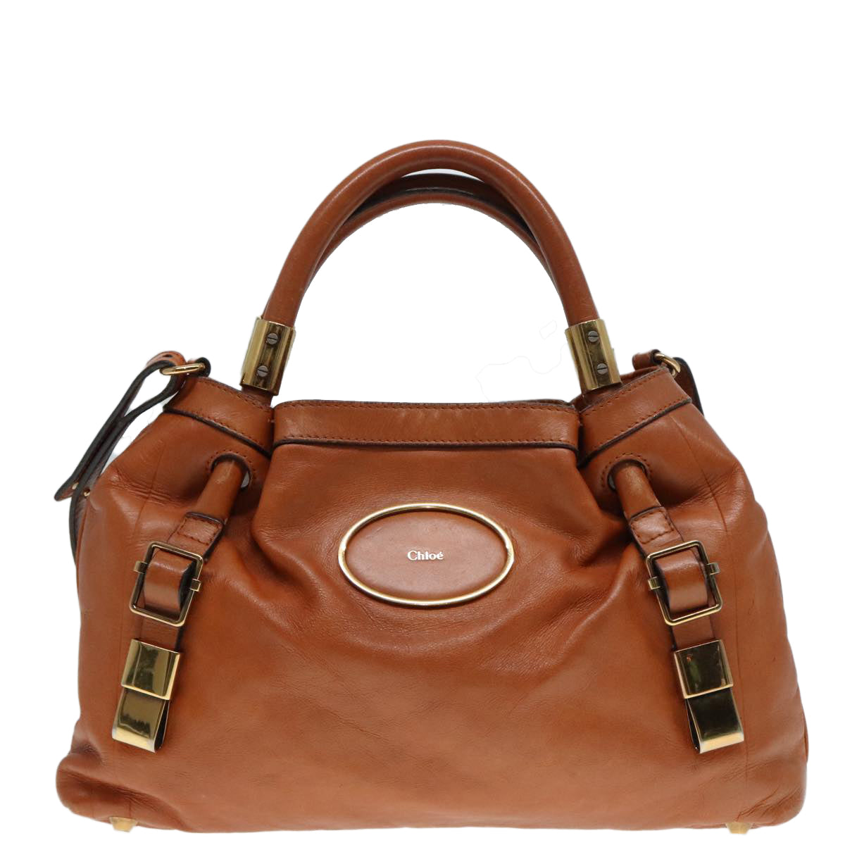 Chloe Victoria Hand Bag Leather 2way Brown Auth am6967