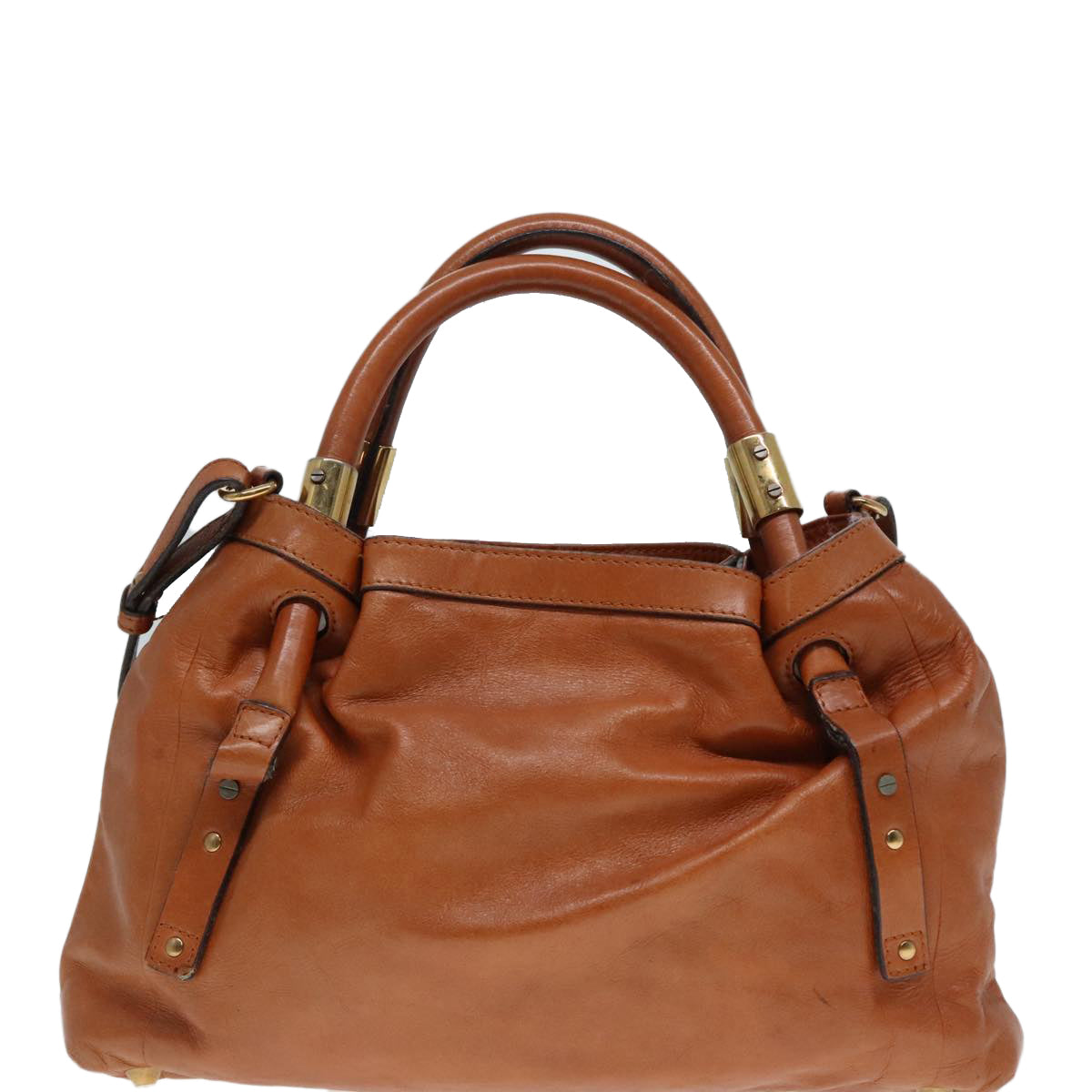 Chloe Victoria Hand Bag Leather 2way Brown Auth am6967