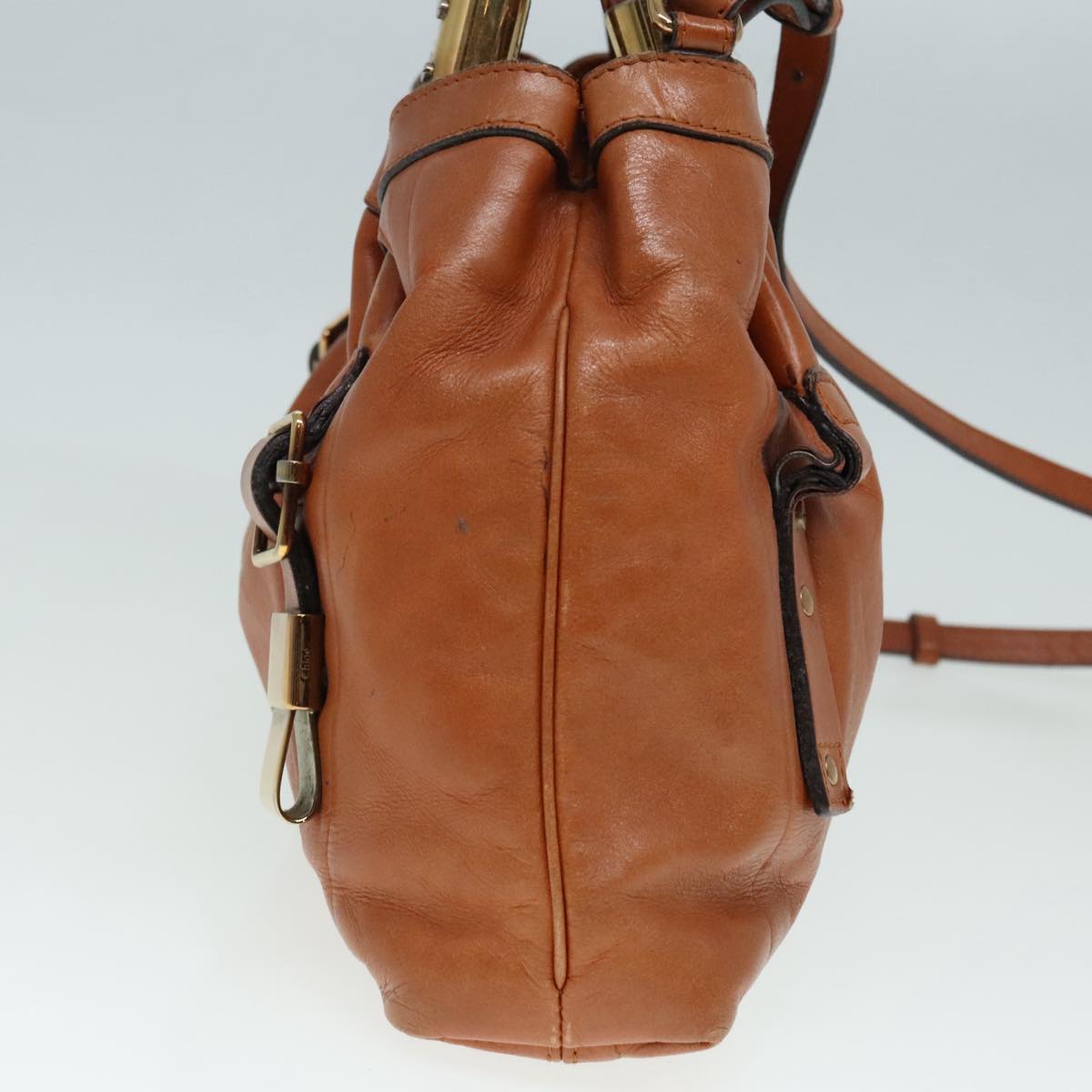 Chloe Victoria Hand Bag Leather 2way Brown Auth am6967