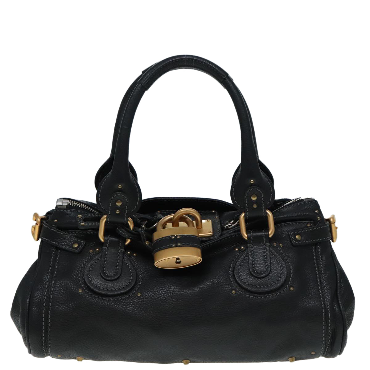 Chloe Paddington Hand Bag Leather Black Auth am6970