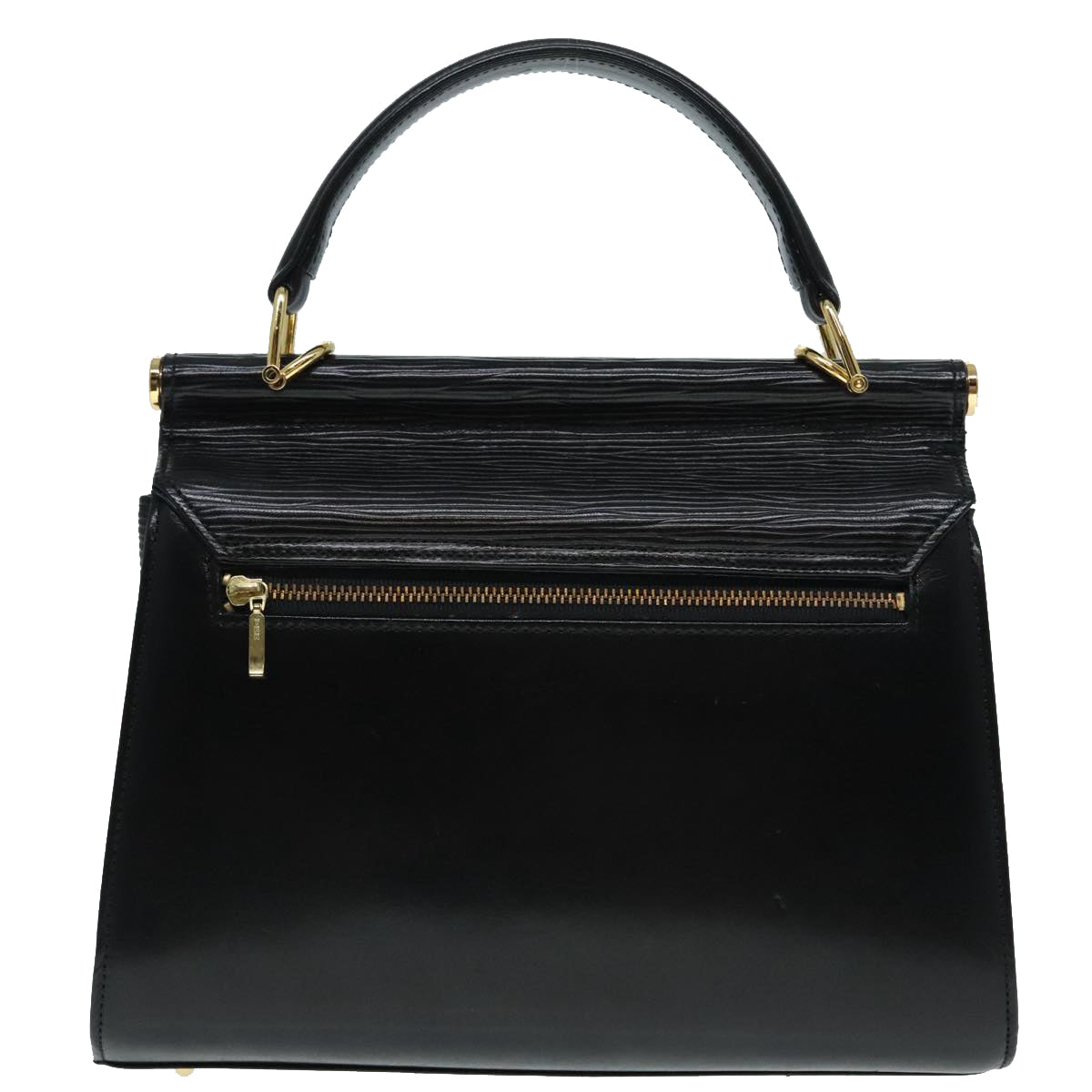 VALENTINO Hand Bag Leather 2way Black Gold Auth am6982