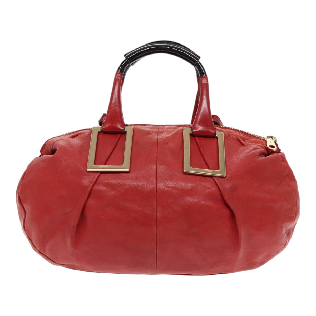 Chloe Etel Hand Bag Leather 2way Red Gold Auth am7041