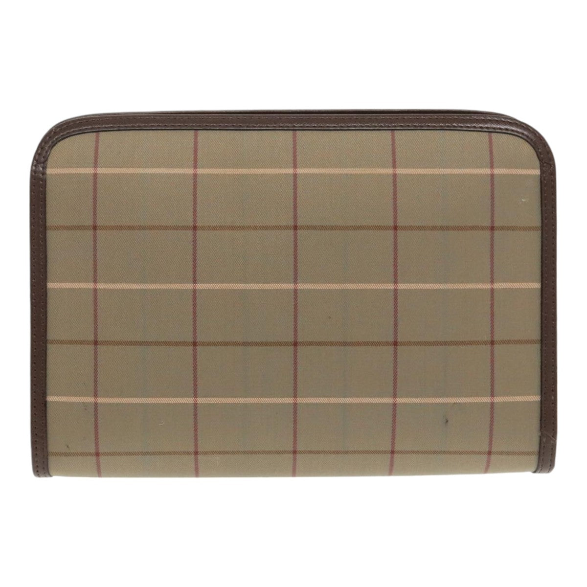 Burberrys Nova Check Clutch Bag Canvas Brown Auth am7055