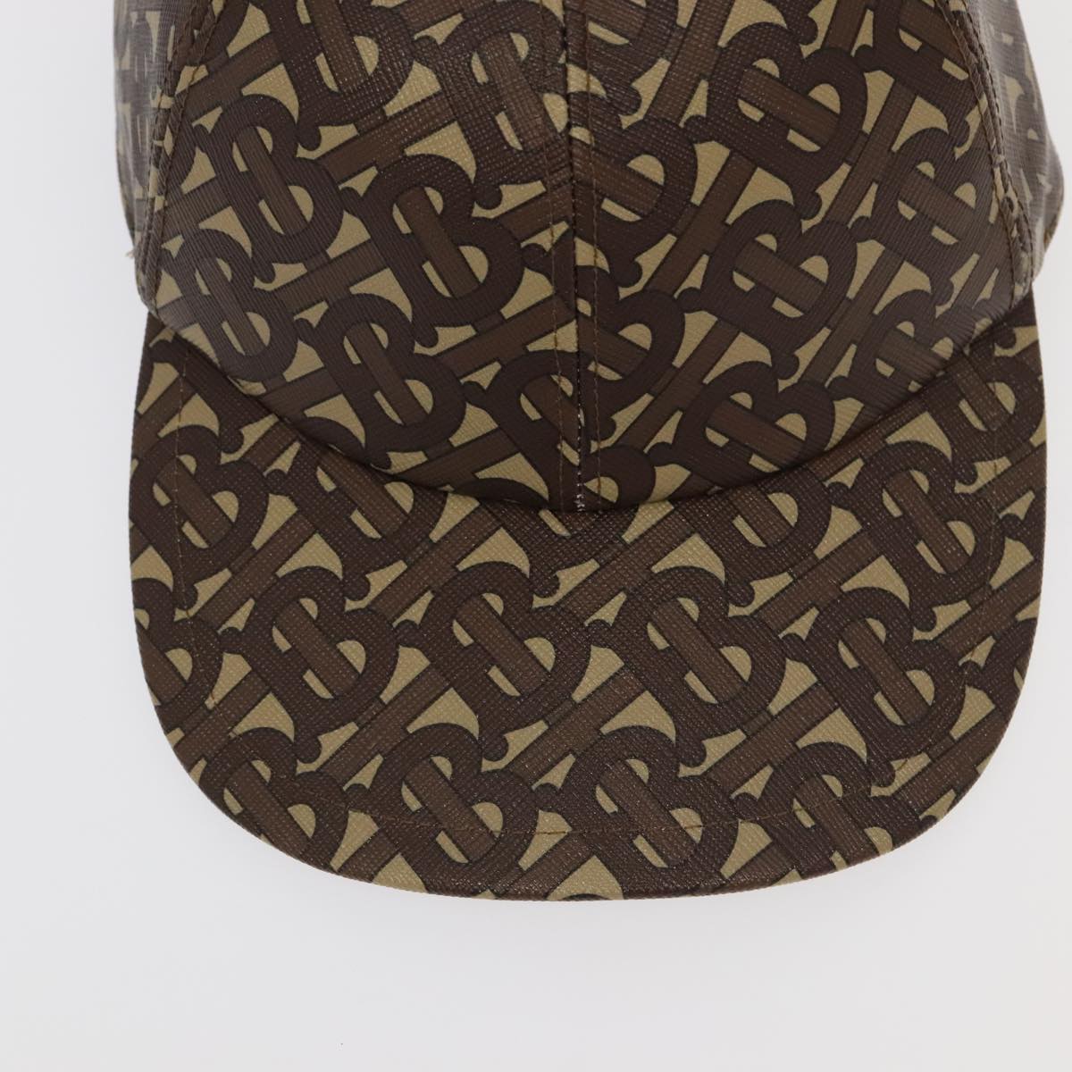 BURBERRY TB Monogram Baseball Cap PVC M Brown 8018971 Auth am7057V