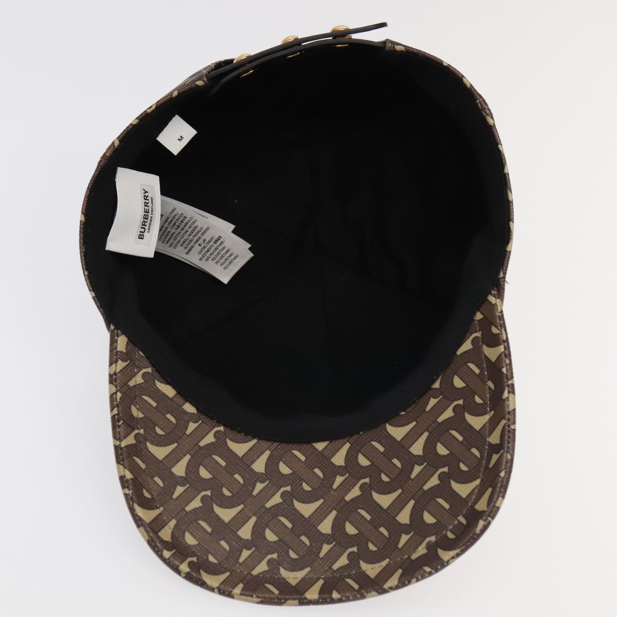 BURBERRY TB Monogram Baseball Cap PVC M Brown 8018971 Auth am7057V